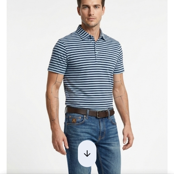 Peter Millar Other - Peter Millar Blue Striped Polo Shirt Size M